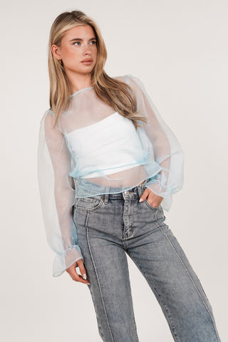 Doorschijnende blouse wijd blauw - Alba