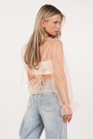 Doorschijnende blouse wijd oranje - Alba