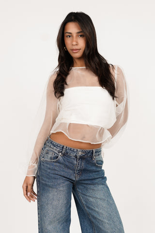 Doorschijnende blouse wijd wit - Alba