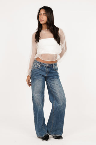 Doorschijnende blouse wijd wit - Alba