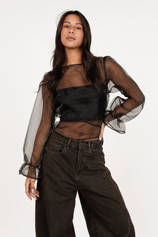 Doorschijnende blouse wijd zwart - Alba