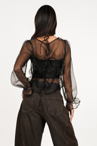 Doorschijnende blouse wijd zwart - Alba