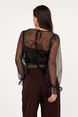 Doorschijnende blouse wijd zwart - Alba