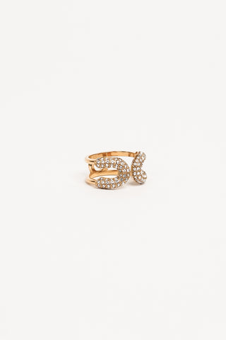 Dubbele ring met strass goud - Elio
