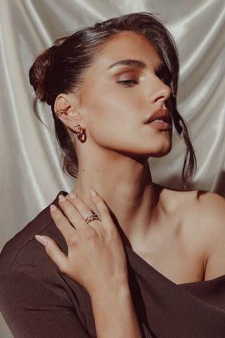 Dubbele ring met strass goud/zilver - Raya