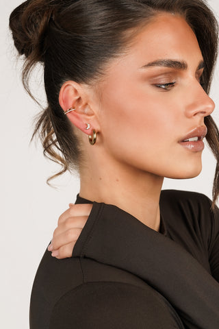 Earcuff 2 ringen met strass goud - Alexis