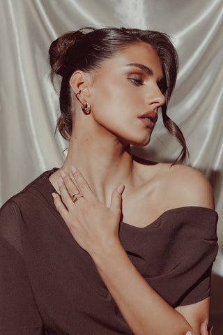Earcuff 2 ringen met strass goud - Alexis