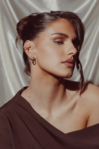 Earcuff 3 ringen met strass goud - Lotty