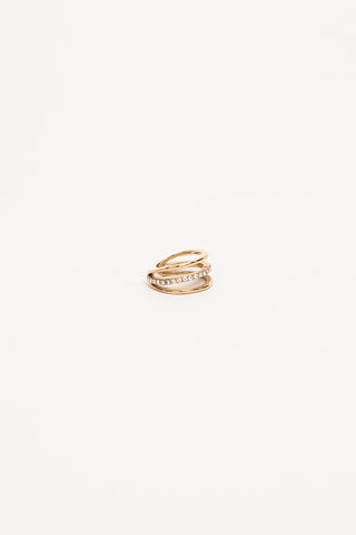 Earcuff 3 ringen met strass goud - Lotty