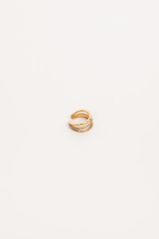 Earcuff 3 ringen met strass goud - Lotty