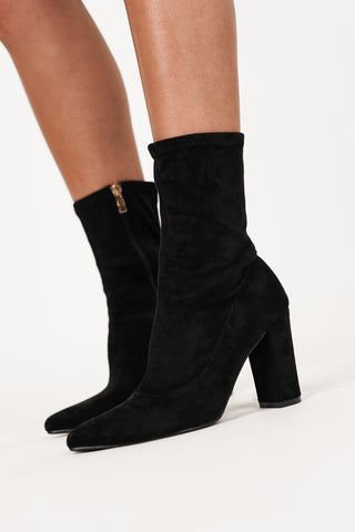 Enkellaars suede met hak zwart - Hazel