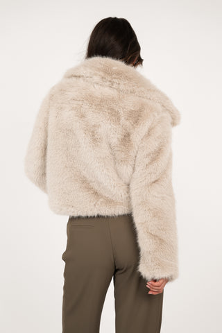 Faux fur jas met rits beige - Fay