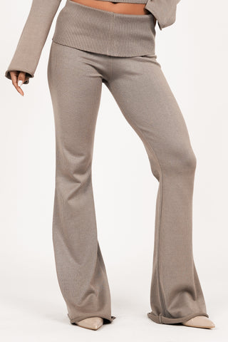 Flared broek low waist taupe - Pia