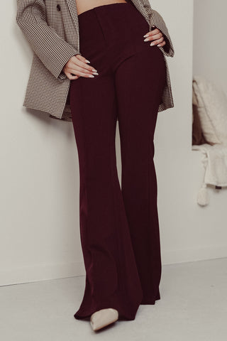 Flared pantalon met bies bordeaux - Poppy