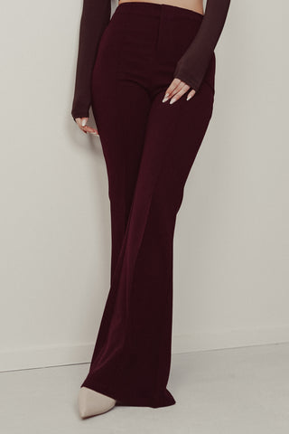 Flared pantalon met bies bordeaux - Poppy