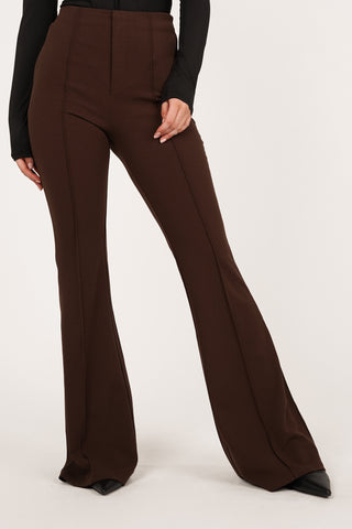 Flared pantalon met bies bruin - Poppy