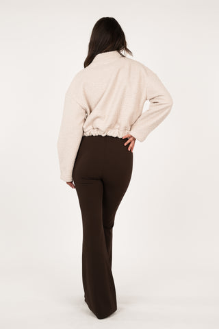 Flared pantalon met bies choco bruin - Poppy