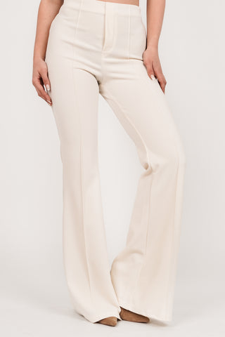 Flared pantalon met bies creme - Poppy