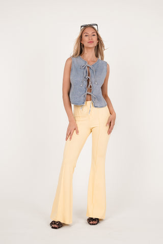 Flared pantalon met bies licht geel - Poppy