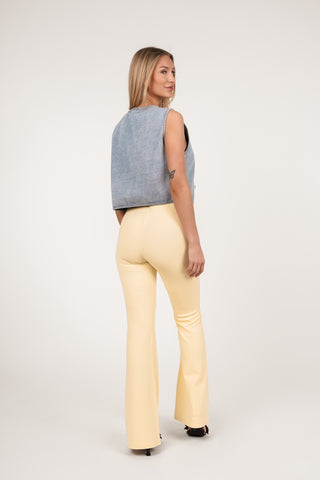 Flared pantalon met bies licht geel - Poppy