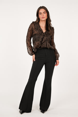 Flared pantalon met bies zwart - Poppy