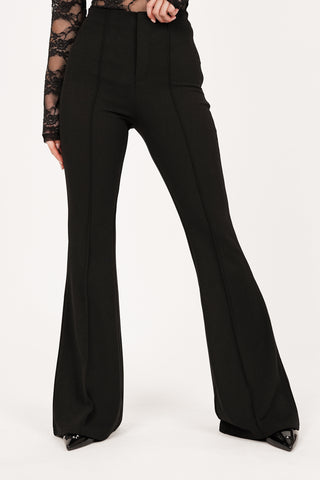 Flared pantalon met bies zwart - Poppy