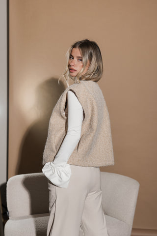 Fluffy gilet beige - Emmy