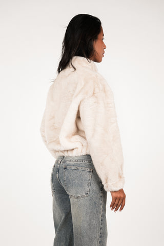 Fur bomber jacket beige - Laurie