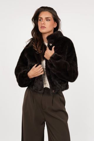Fur bomber jacket bruin - Laurie