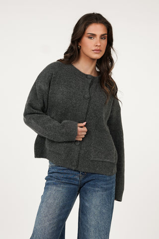 Gebreid vest met knopen grijs - Ezra