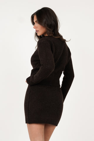 Gebreid wollen rokje bruin - Kelsey