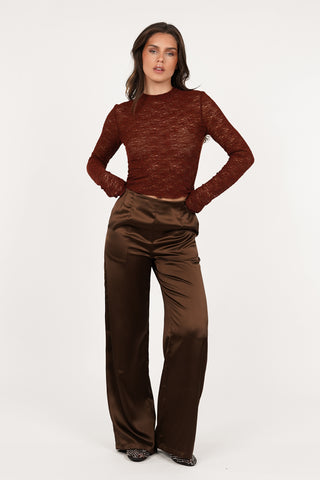 Gehaakte see-trough top bordeaux - Jara