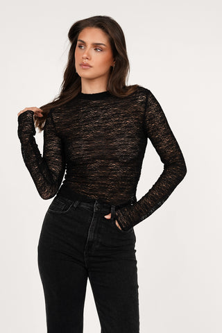 Gehaakte see-trough top zwart - Jara