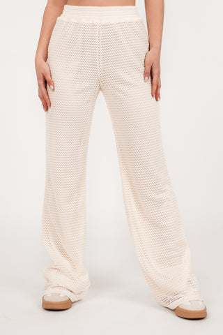 Gehaakte wijde broek wit - Hetty