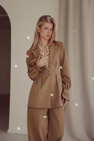 Getailleerde blazer taupe - Valentina