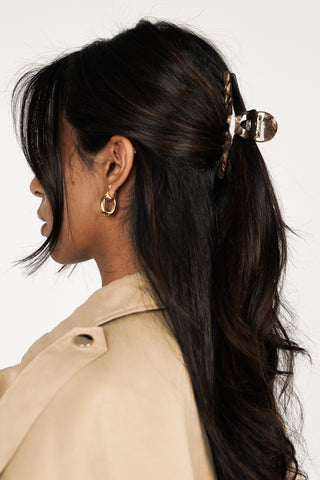 Haarclip smal marmer bruin - Sally