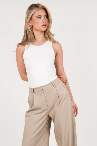 Halter bodysuit met stretch wit - Davina