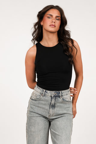 Halter bodysuit met stretch zwart - Davina
