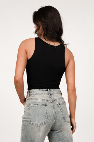 Halter bodysuit met stretch zwart - Davina
