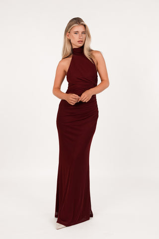 Halter maxi jurk bordeaux - Jazz