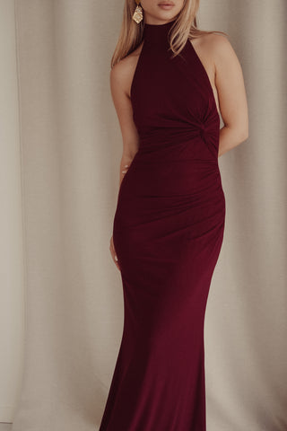 Halter maxi jurk bordeaux - Jazz