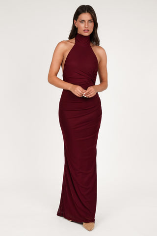 Halter maxi jurk bordeaux - Jazz