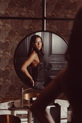 Halter open back top zwart - Ava