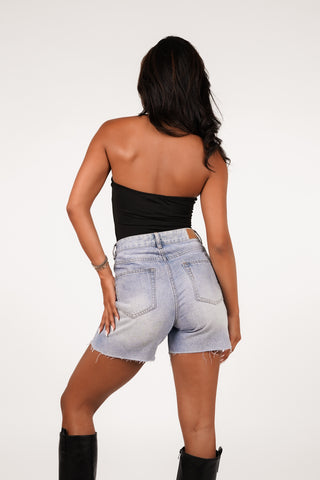 Halter stretch bodysuit zwart - Sharissa