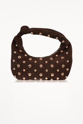Handtas suede met studs bruin - Fajah