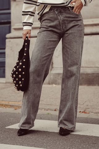 Handtas suede met studs zwart - Fajah
