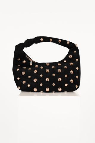 Handtas suede met studs zwart - Fajah