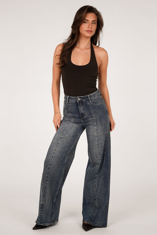 High waist jeans met detail blauw - Cody