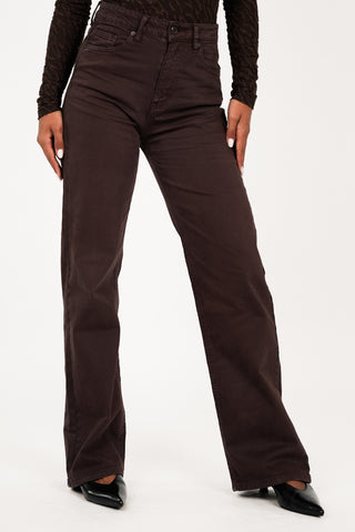 Tall high waisted jeans straight bruin - Lux