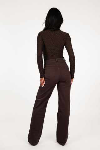 Tall high waisted jeans straight bruin - Lux